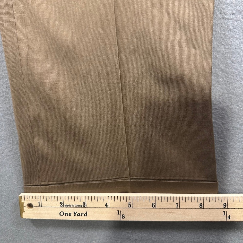 Tom James Executive Collection Mens 34 Tan Pleated Dress Pants Hand Tailored USA - Picture 6 of 10